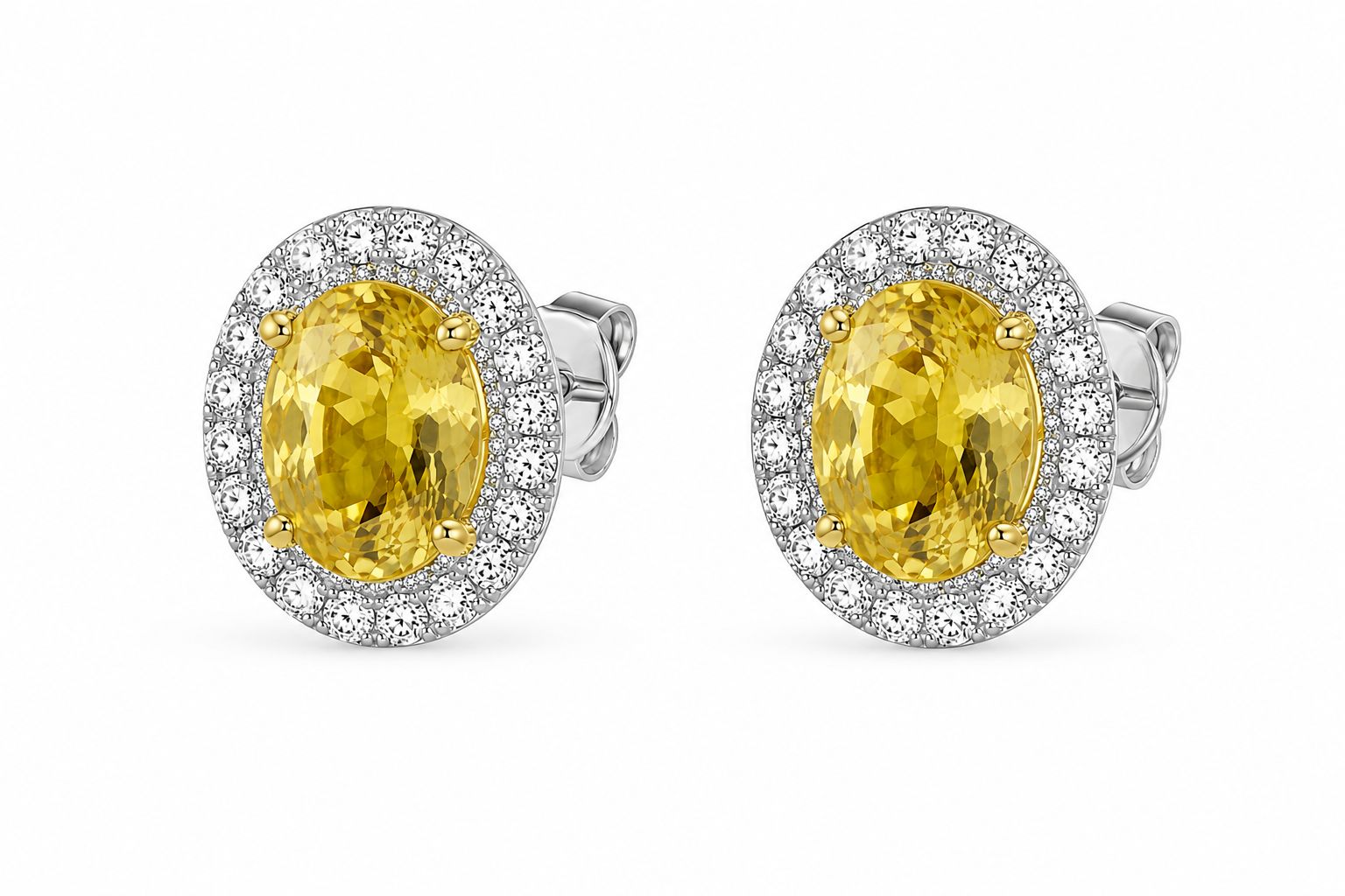 Brinco Oval Yellow Stone coleção Lumière — par em fundo branco