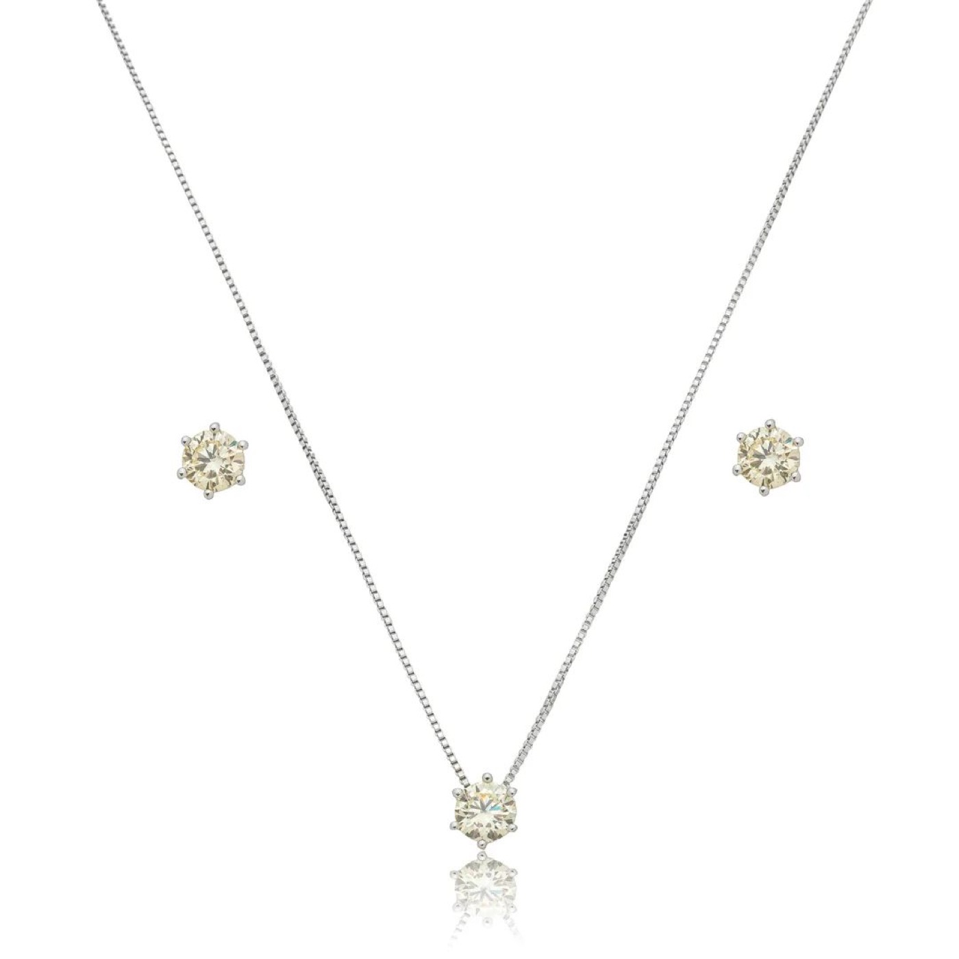 Conjunto Pingente Yellow Fancy coleção Lumière — vista frontal em fundo branco